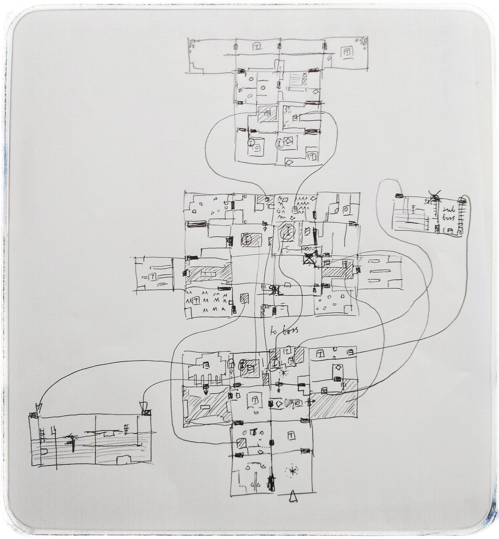 A hand-drawn map of the Jabu-Jabu Belly dungeon